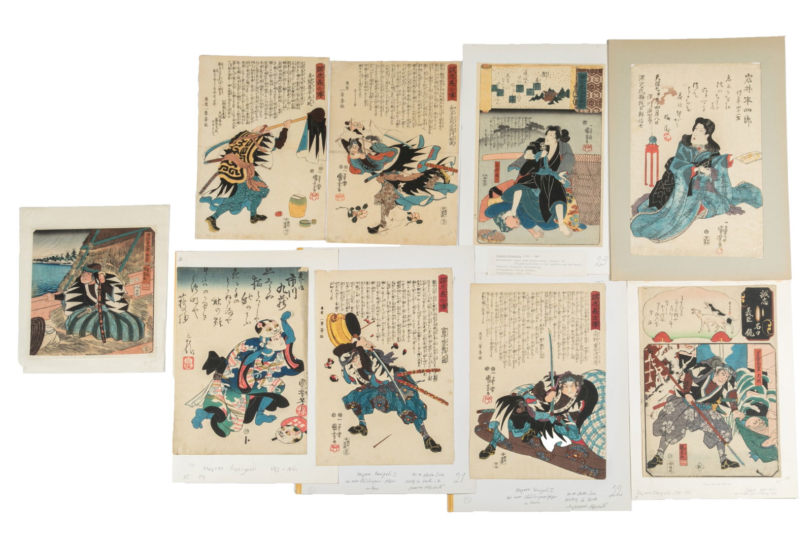 NINE JAPANESE WOODBLOCK PRINTS BY UTGAWA KONIYOSHI (1 of 1)