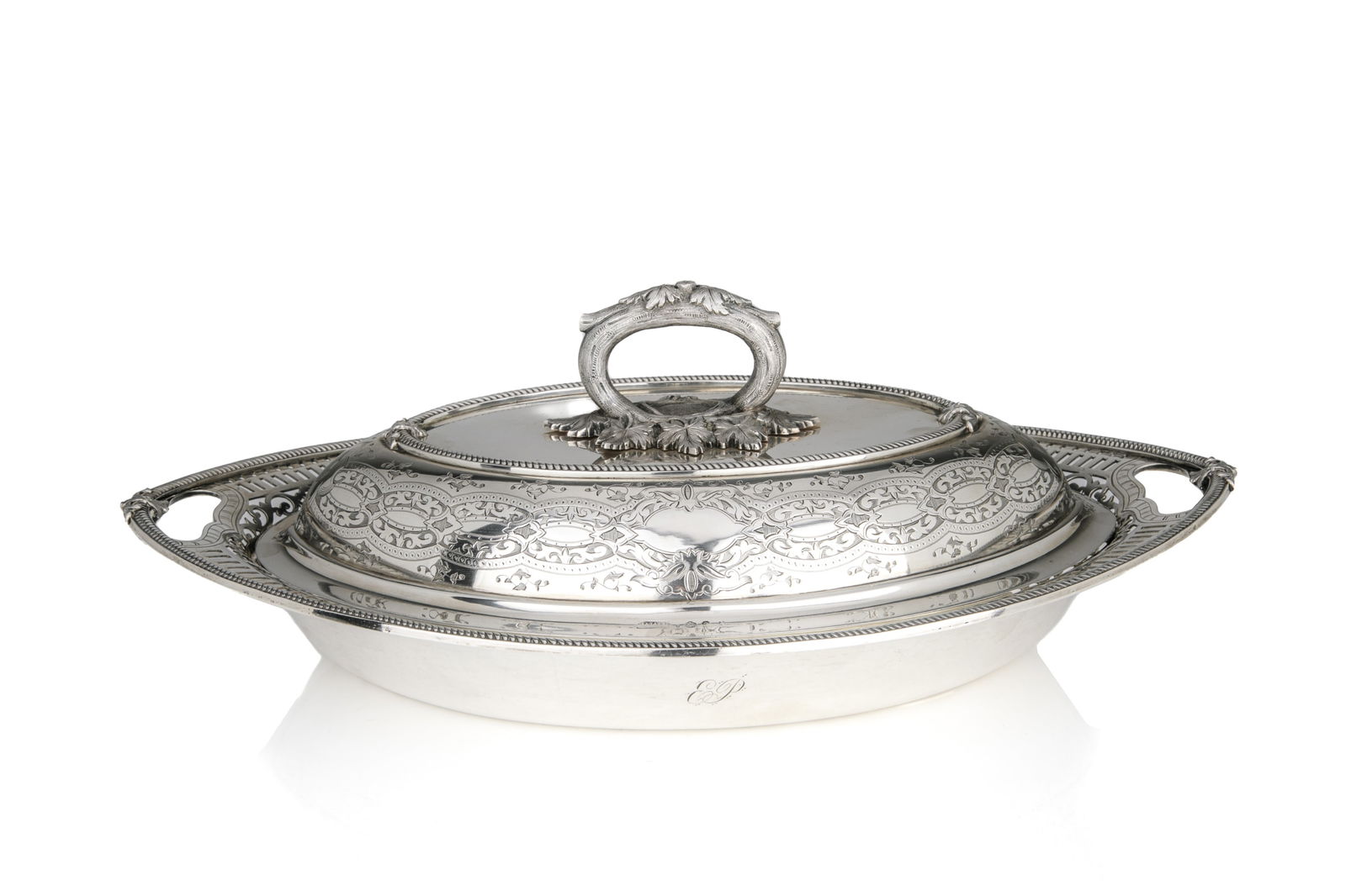 SAVAGE & LYMAN & Co 19th C SILVER ENTREE DISH (1 of 2)