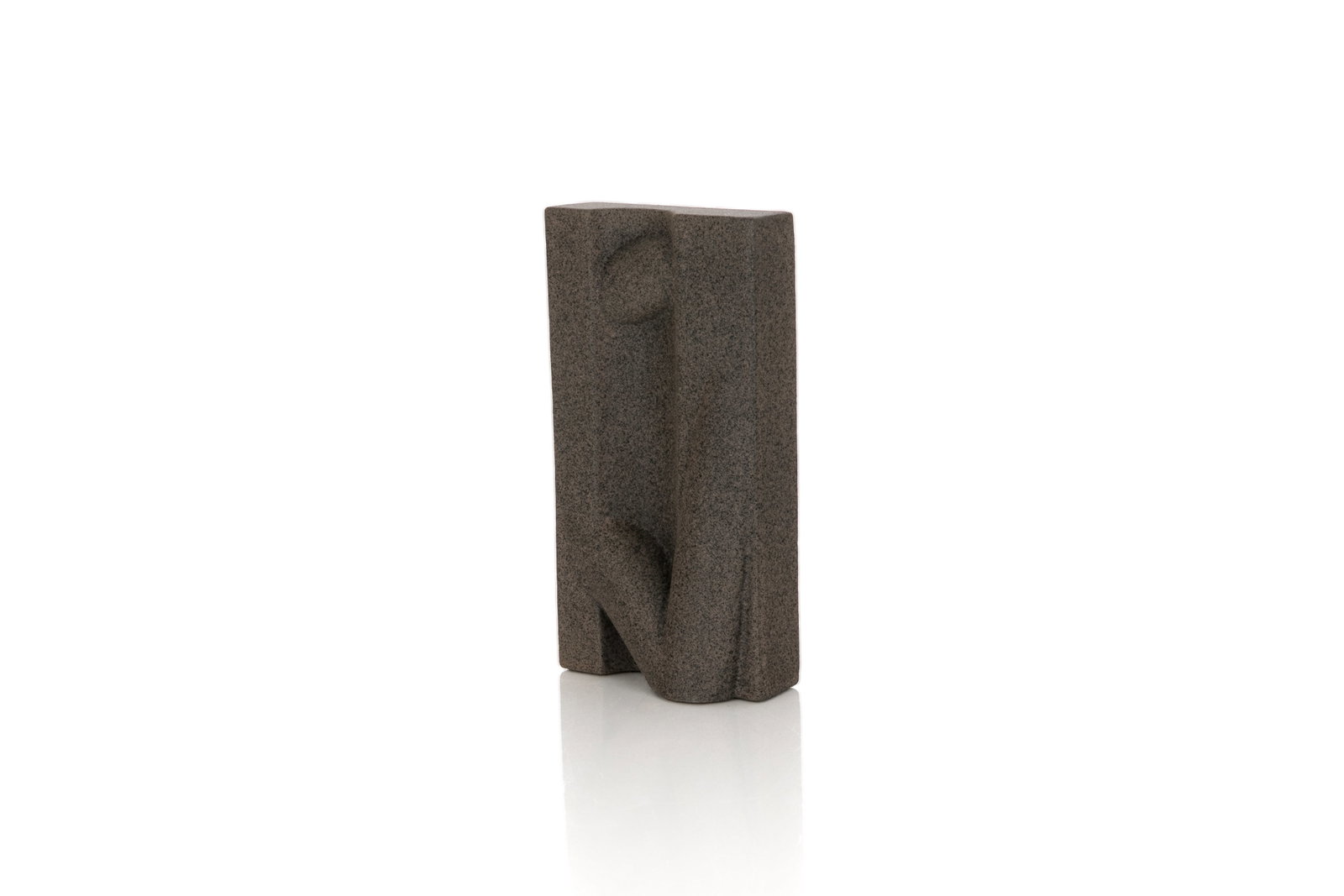 ANNE CURRIER (American, b. 1950 - ): A ceramic granite-like abstract sculpture with raised smooth features. H.: 10 in. (25.4 cm)W.: 5 in. (12.7 cm)