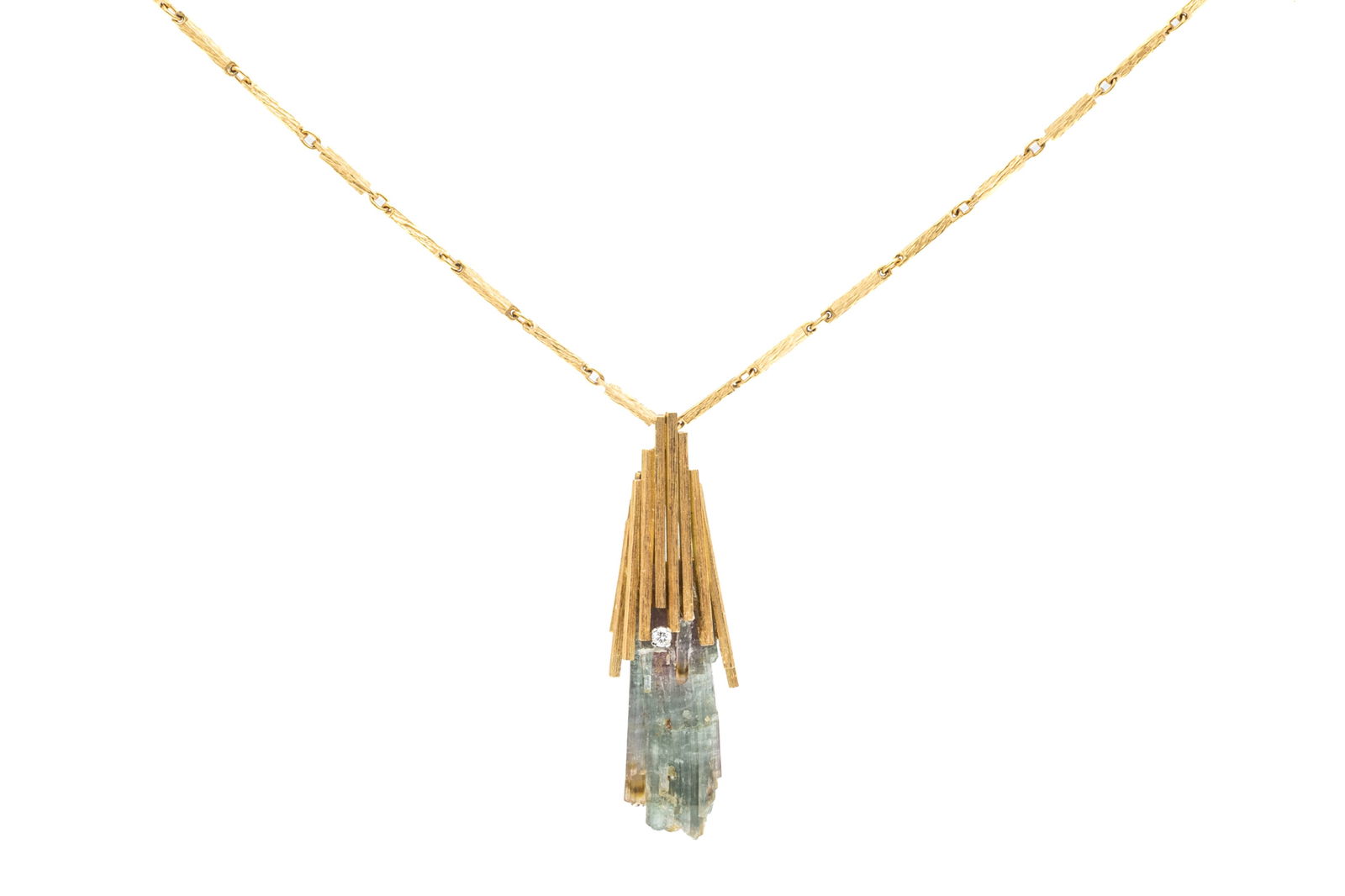 18K GOLD & TOURMALINE CRYSTAL GRIMA PENDANT, 37.3g (1 of 1)