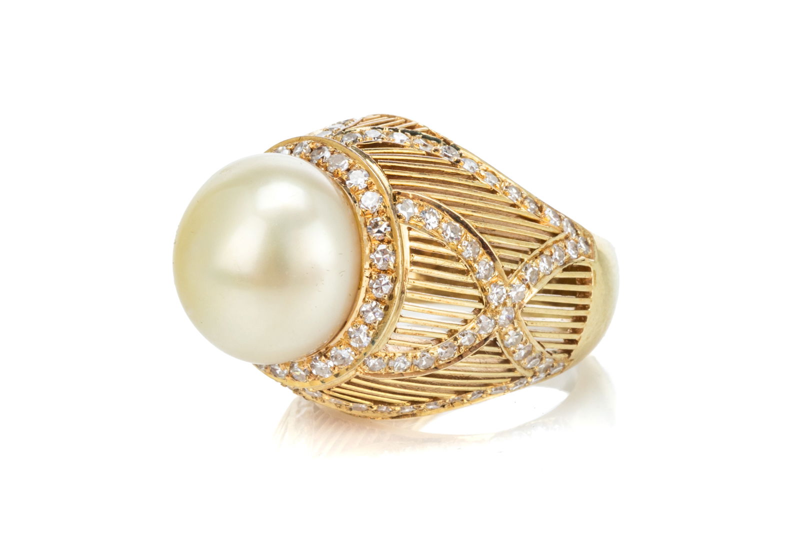14K GOLD CULTURED PEARL COCKTAIL RING, 13.4g (1 of 4)