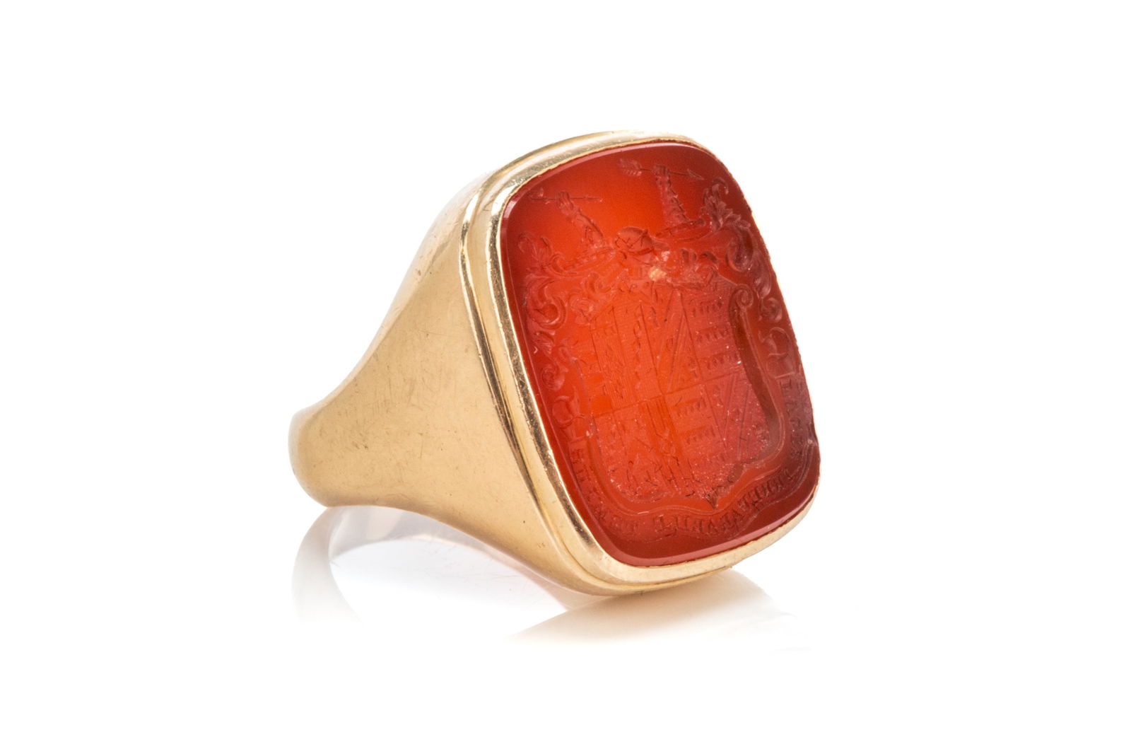 ANTIQUE 14K GOLD & CARNELIAN INTAGLIO RING, 20.8g (1 of 3)