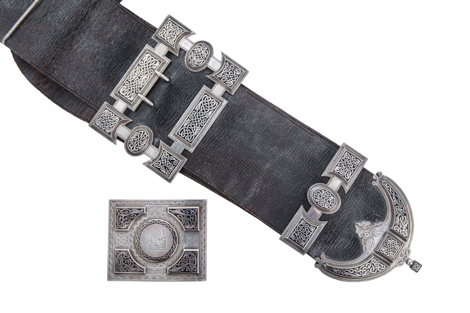 SCOTTISH SILVER & ENAMEL MOUNTED BALDRIC (1 of 3)