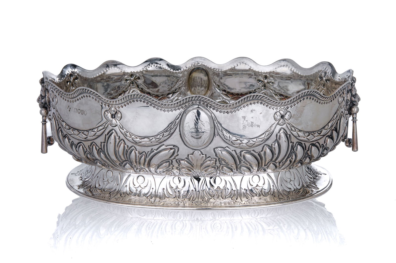 VICTORIAN ENGLISH SILVER MONTEITH, 1254g (1 of 5)