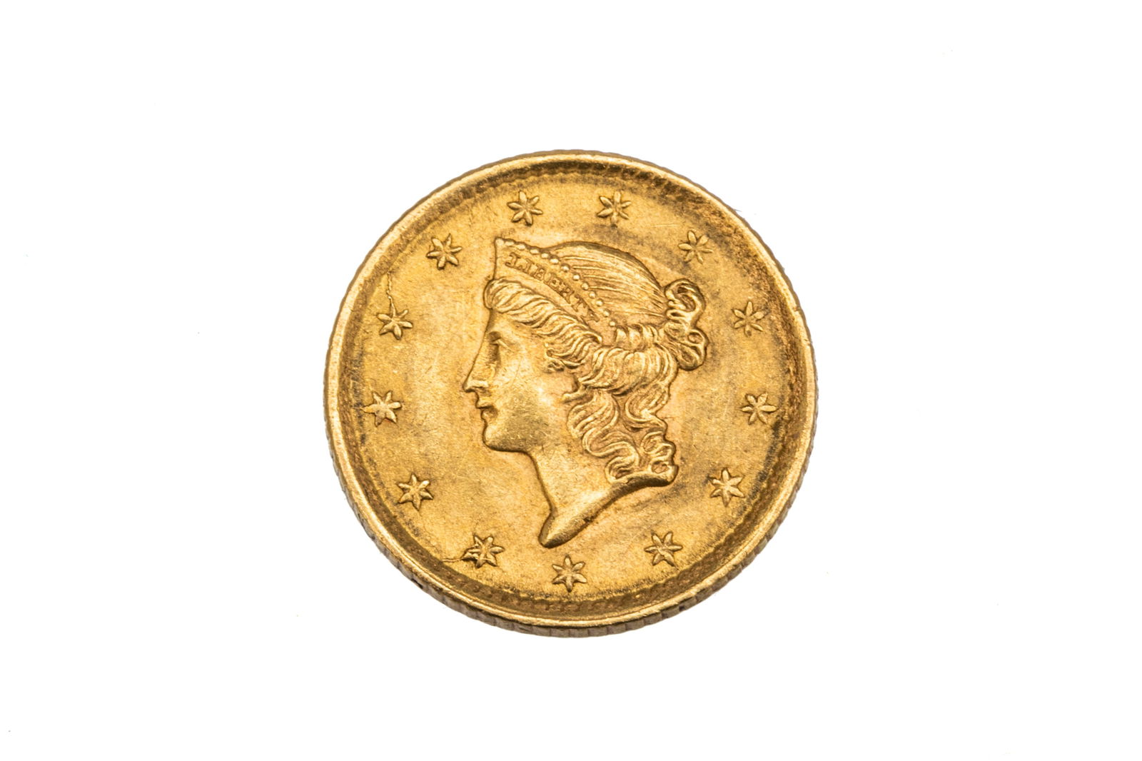 AMERICAN ONE DOLLAR LIBERTY 1852 GOLD COIN, 1.6g (1 of 2)
