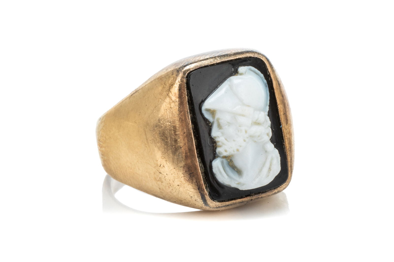 ANTIQUE 18K GOLD AND HARDSTONE CAMEO RING, 10.5g (1 of 3)