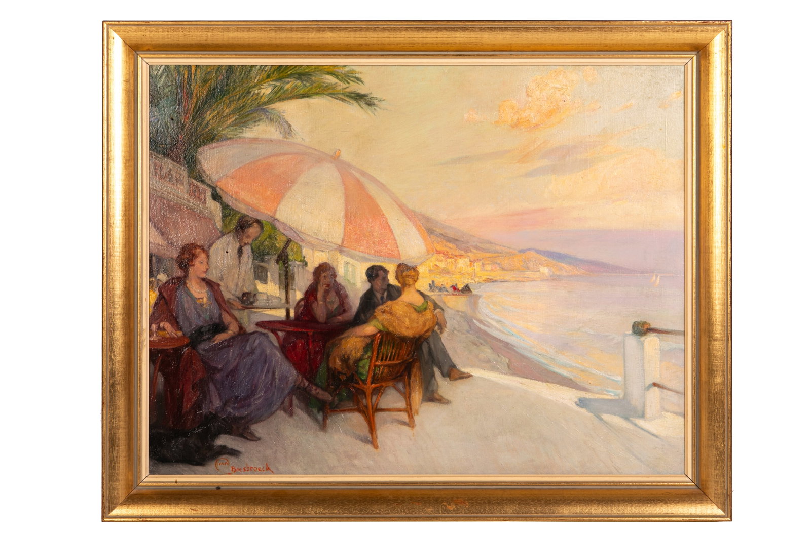 JULES-PIERRE VAN BIESBROECK (Belgian, 1873-1965): La plage Oil on canvas Signed bottom leftH.: 20" W.: 26"
