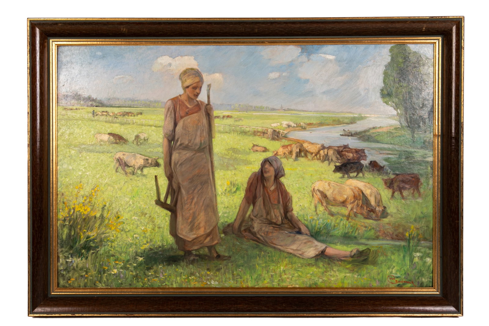 JULES-PIERRE VAN BIESBROECK (Belgian, 1873-1965): La sieste Oil on board Signed bottom rightH.: 19 3/4" W.: 30 1/4"