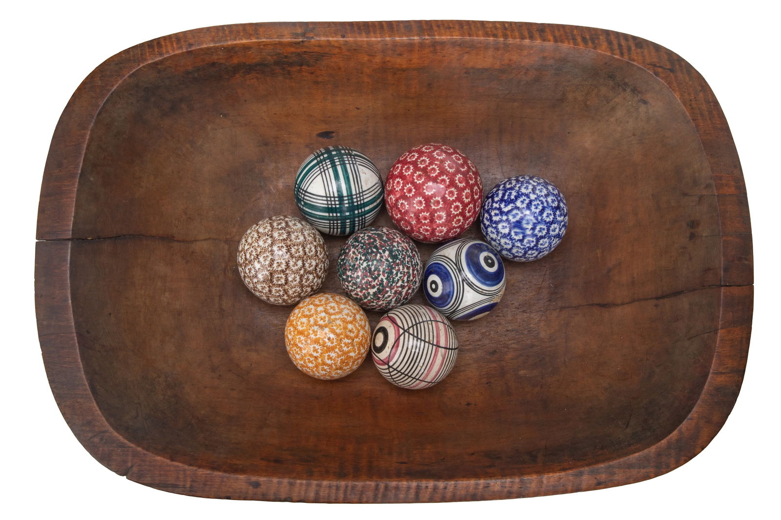 OBLONG TIGER MAPLE BUTTER BOWL AND CARPET BALLS (1 of 2)