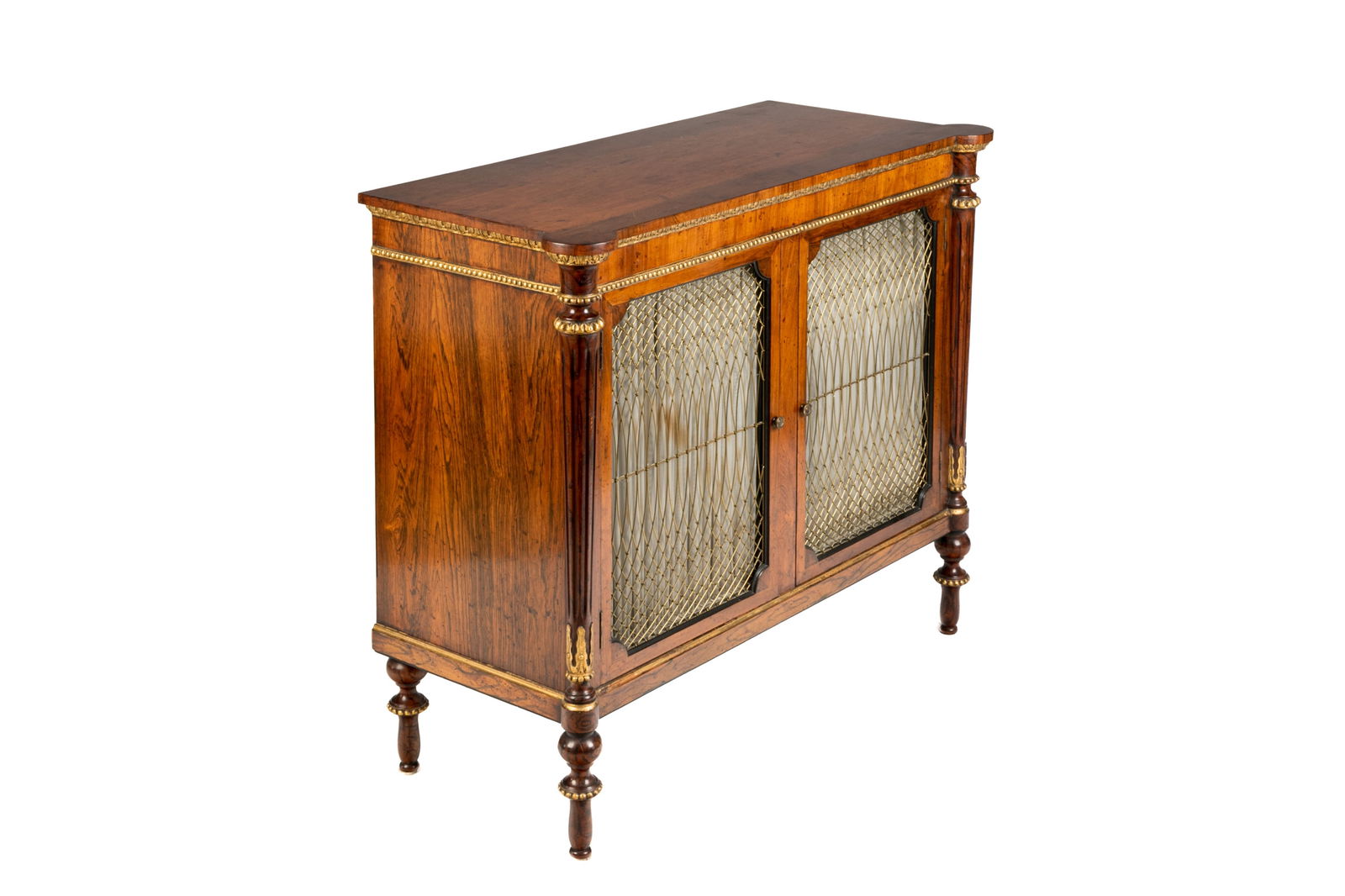 REGENCY STYLE ROSEWOOD TWO DOOR GLAZED CABINET (1 of 6)
