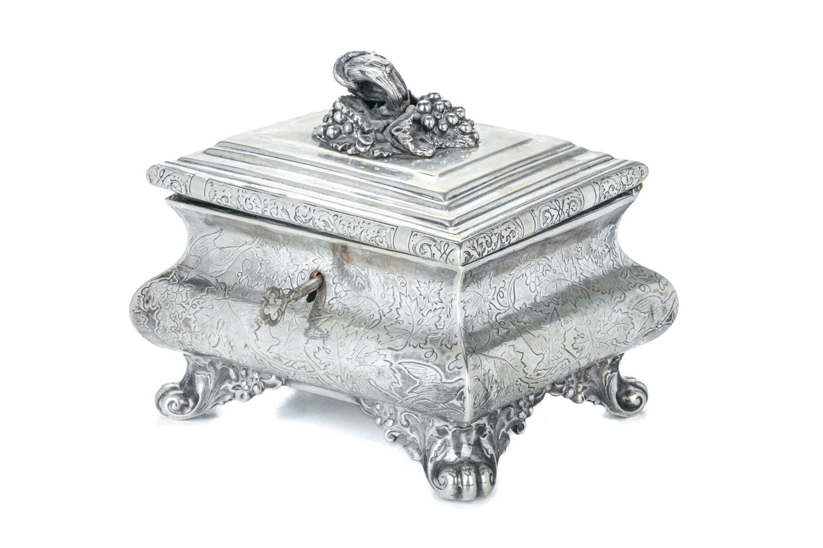 19th C RUSSIAN SILVER ETROG BOX, 493g (1 of 7)