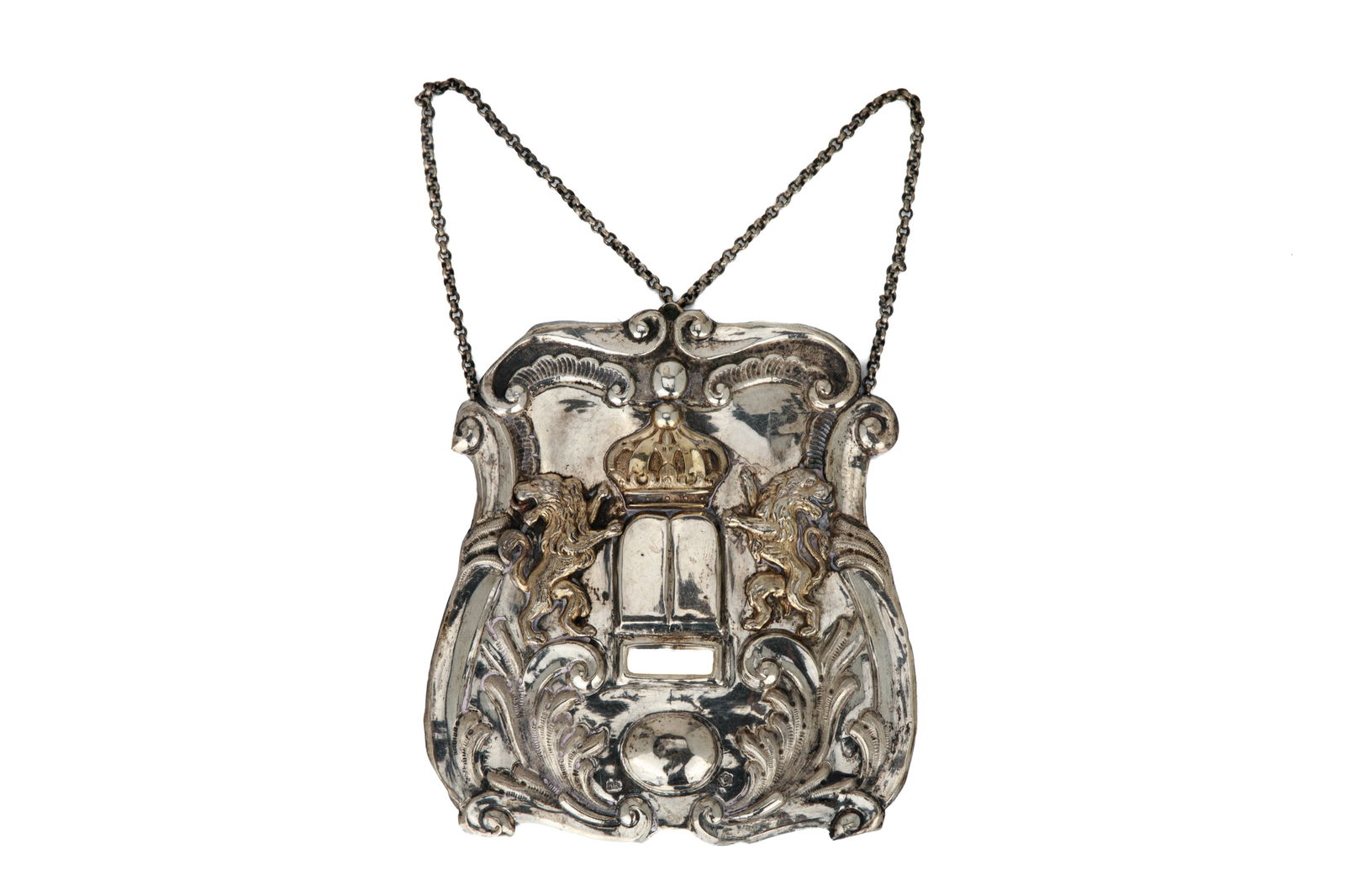 19th C AUSTRO HUNGARIAN SILVER TORAH PLAQUE, 258g (1 of 4)