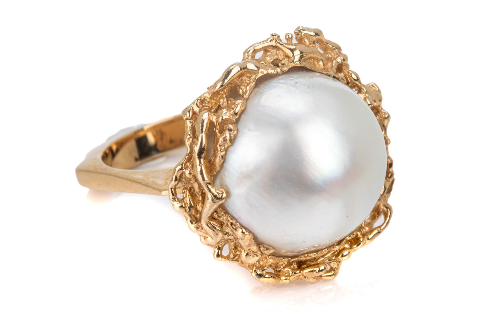 14K GOLD AND MABE PEARL COCKTAIL RING, 10g (1 of 4)