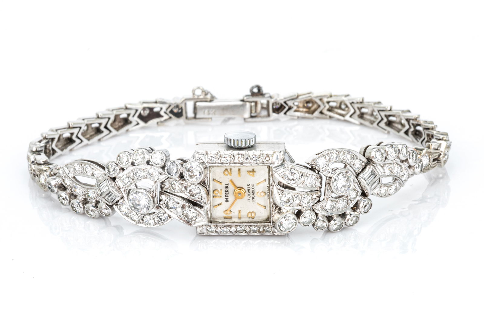 14K GOLD, PLATINUM & DIAMOND COCKTAIL WATCH, 27.5g (1 of 5)