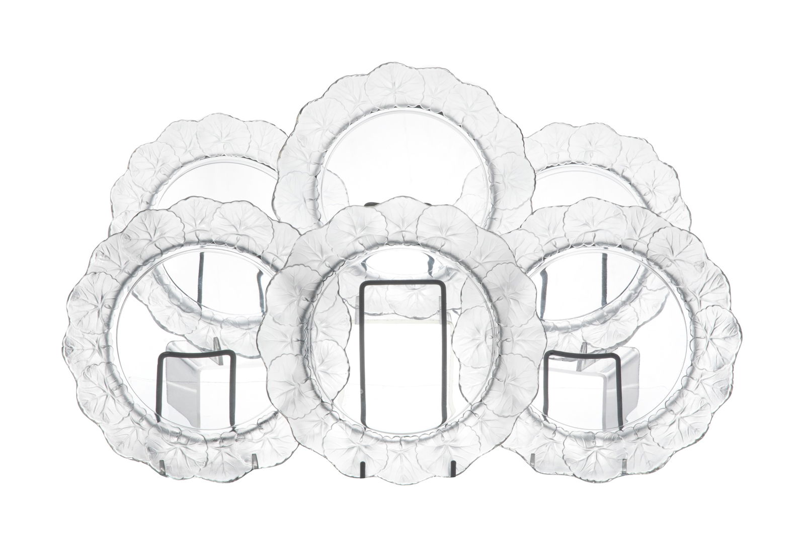 TWELVE LALIQUE 'HONFLEUR' GLASS DESSERT PLATES (1 of 1)