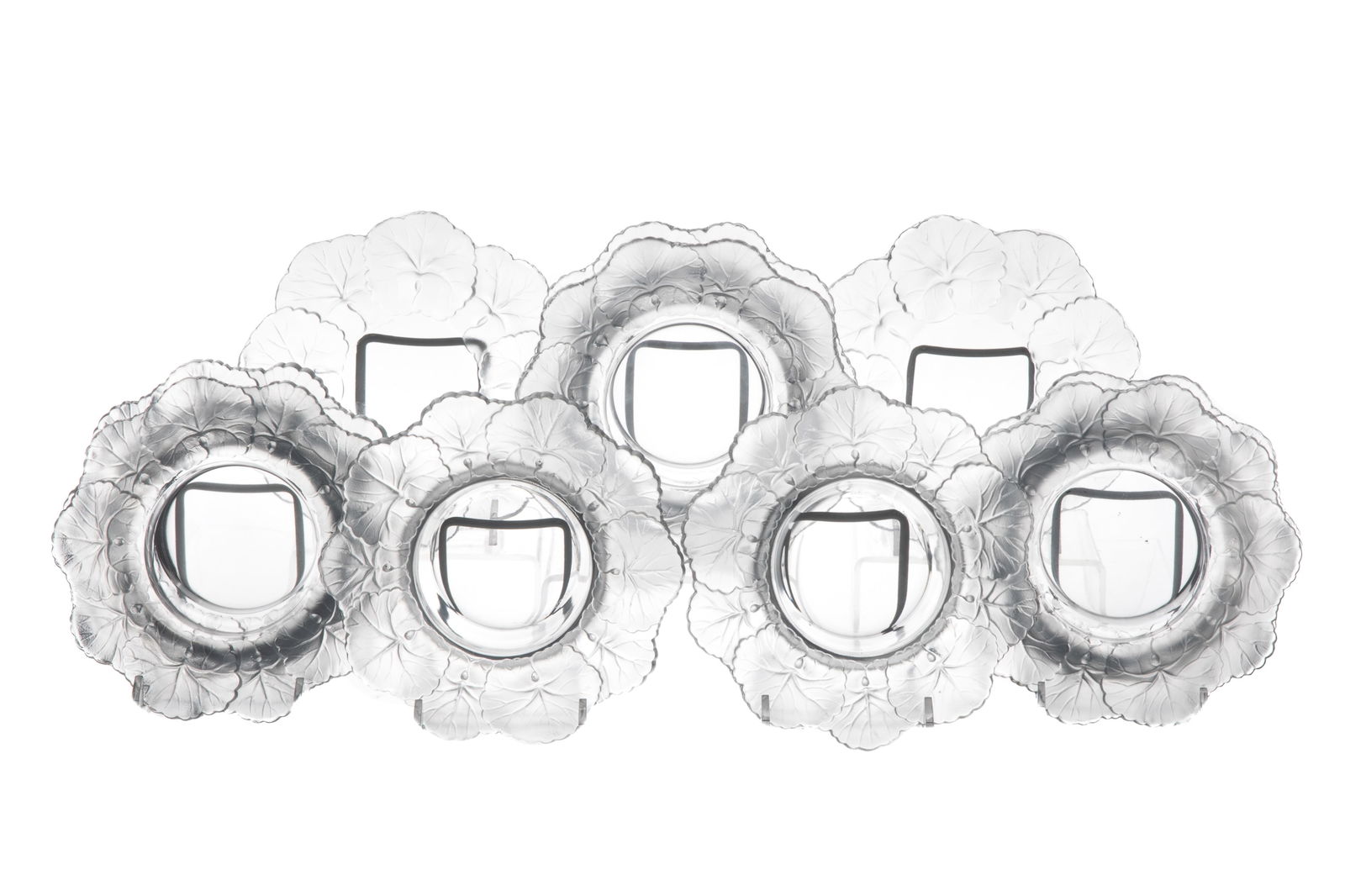 GROUP OF LALIQUE 'HONFLEUR' SMALL GLASS DISHES (1 of 2)