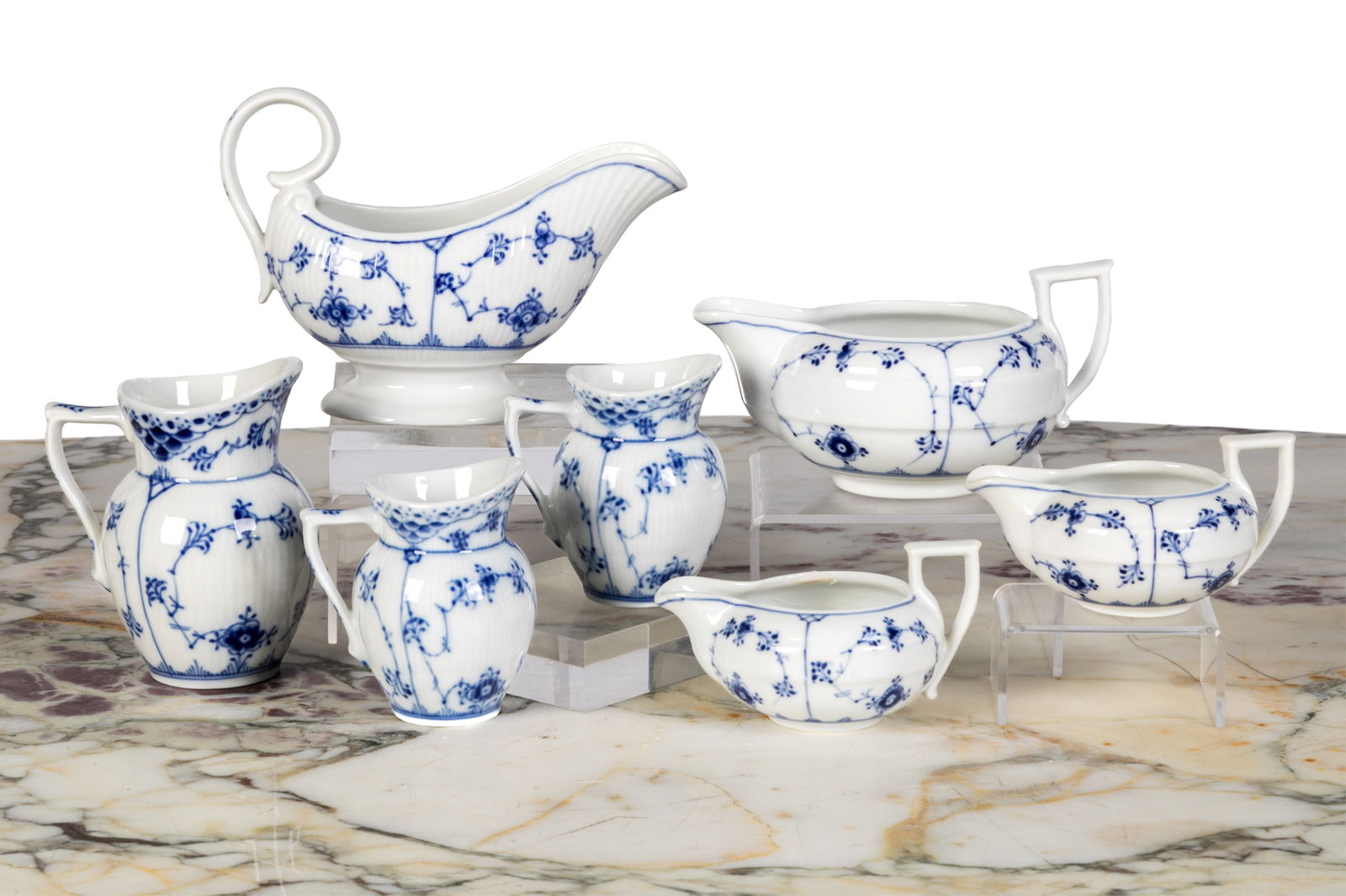 SEVEN PC OF ROYAL COPENHAGEN BLUE FLUTED PORCELAIN (1 of 1)