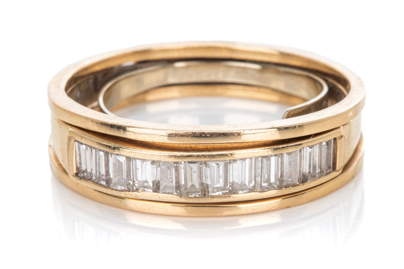 14K YELLOW GOLD AND DIAMOND BAND RINGS, 5.7g (1 of 4)