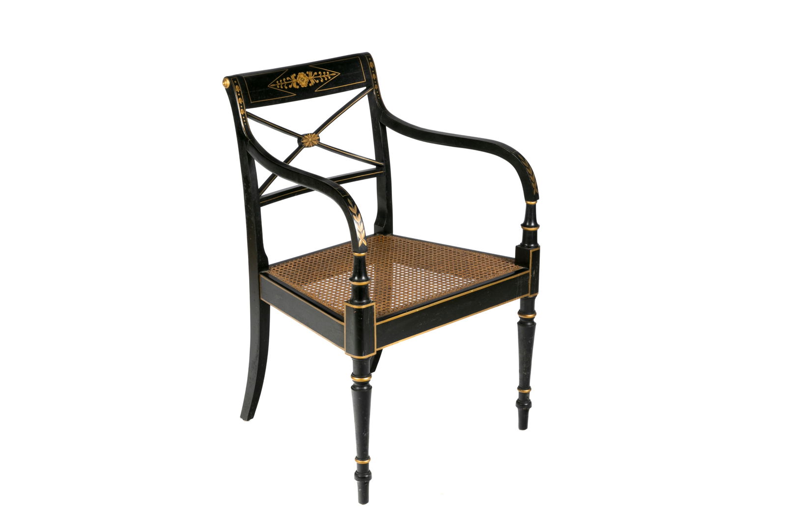 EBONIZED REGENCY STYLE ARM CHAIR (1 of 4)