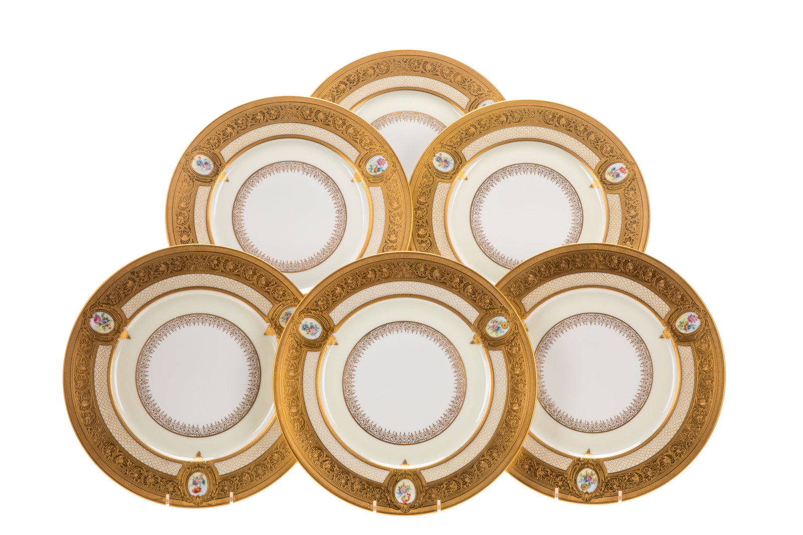 Set Of Gilded Porcelain Dinner Plates Auction