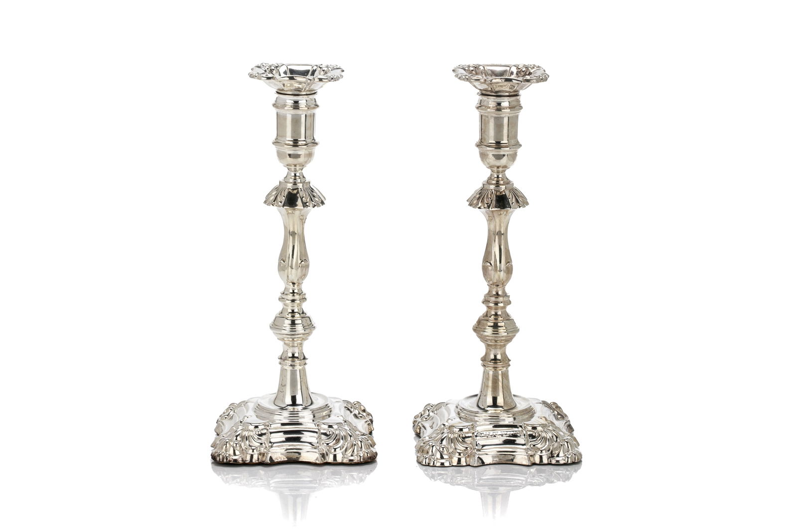 PAIR OF MODERN ENGLISH SILVER CANDLESTICKS (1 of 4)