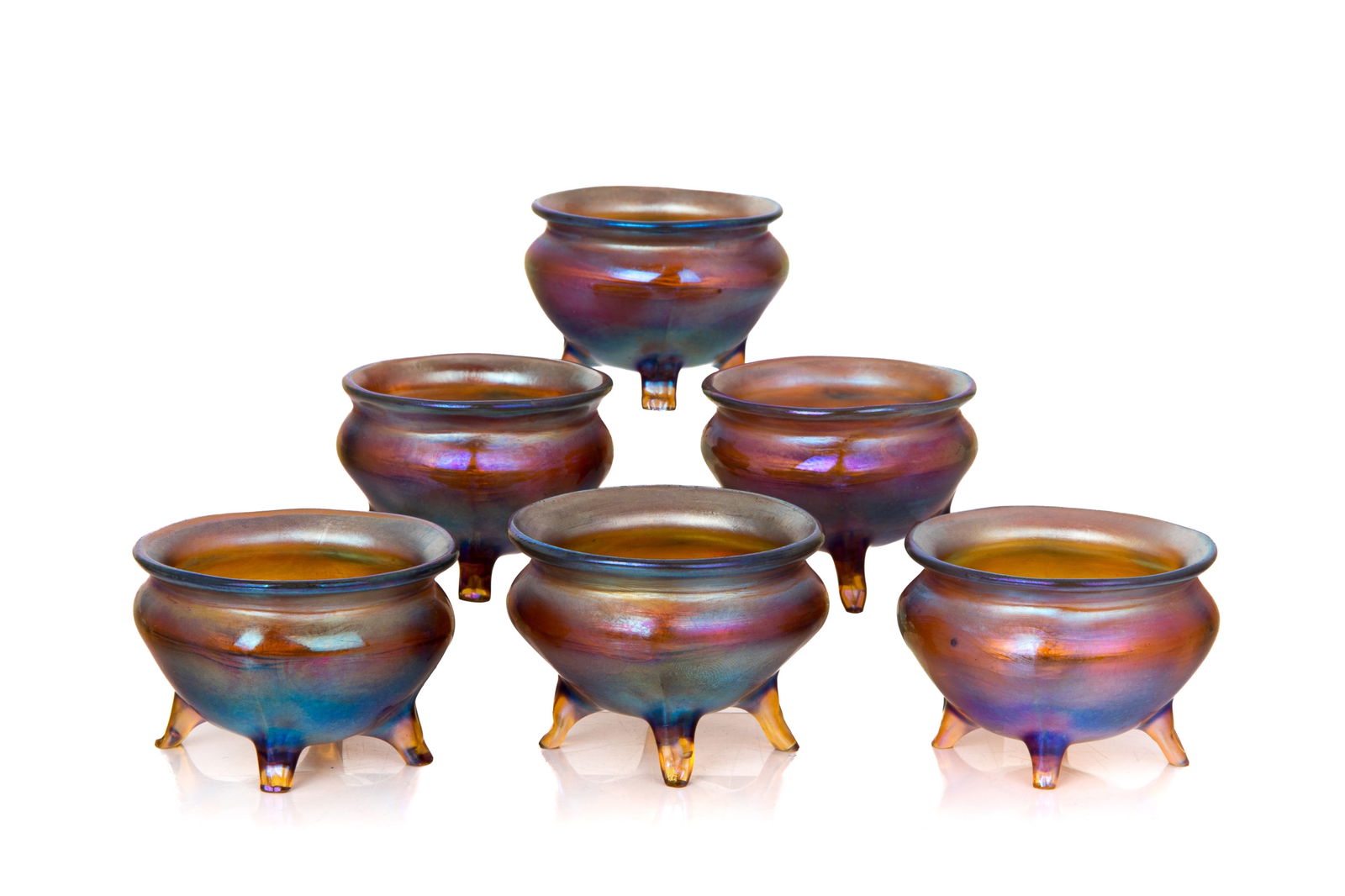 SIX L.C. TIFFANY FAVRILE GLASS SALT CELLARS (1 of 2)