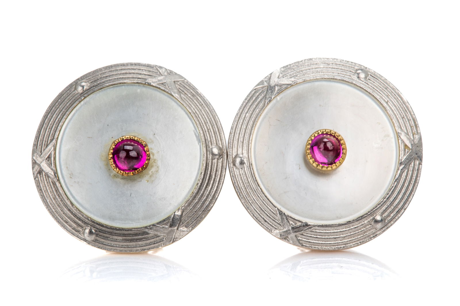 PAIR OF 14K GOLD AND RUBY EARRINGS EARRINGS, 3.5g (1 of 3)