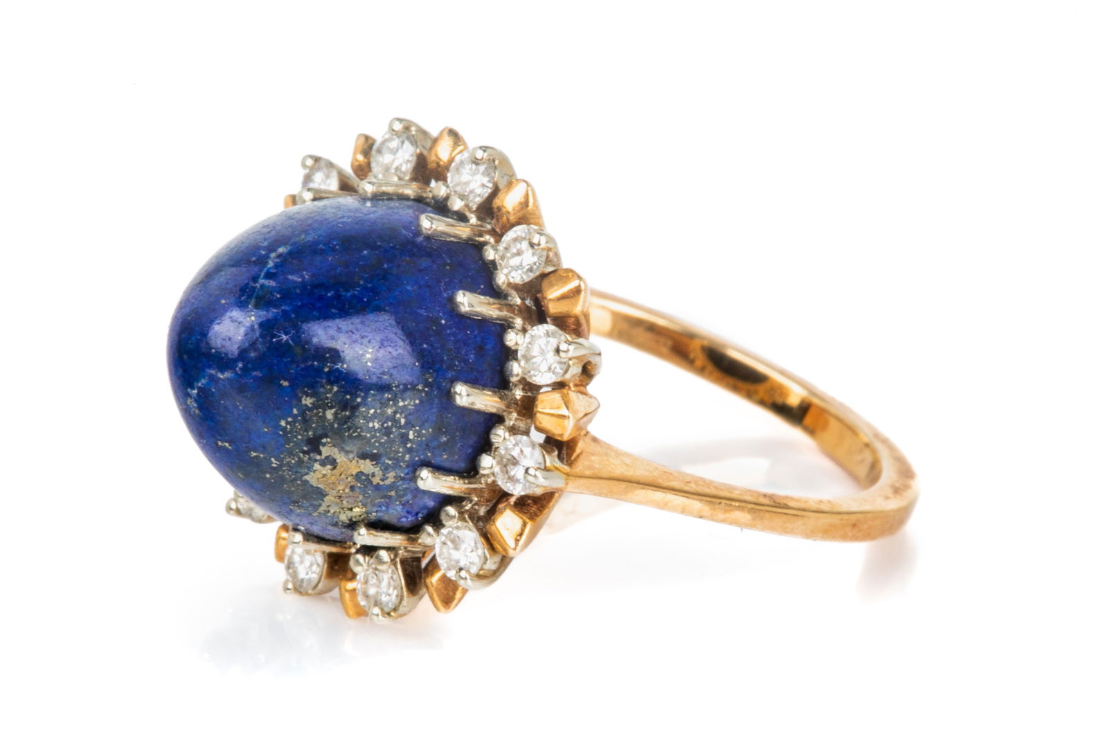 18K GOLD, LAPIS AND DIAMOND DRESS RING, 6.7g (1 of 4)