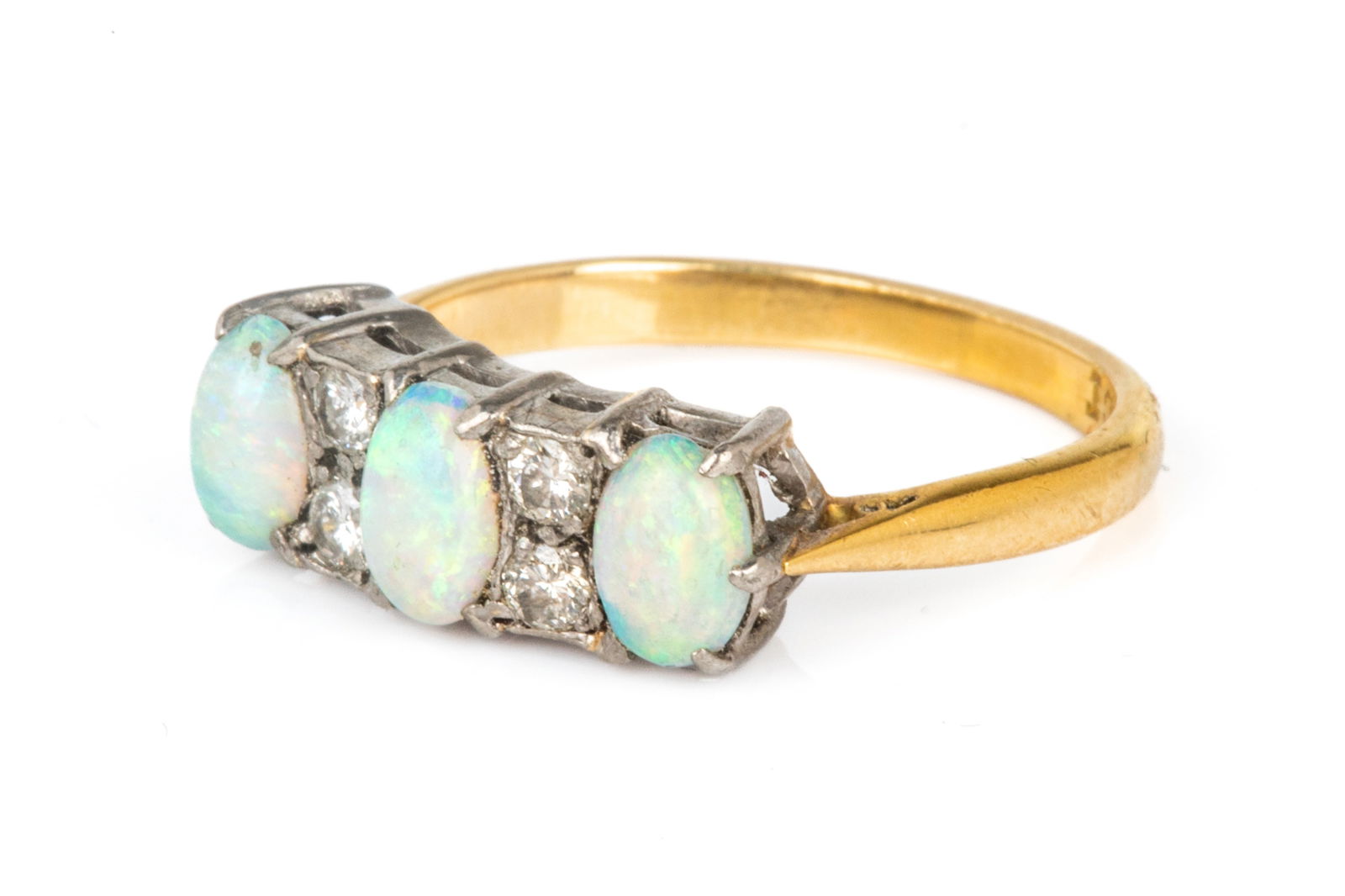 ANTIQUE 18K GOLD, OPAL AND DIAMOND RING, 3.5g (1 of 3)