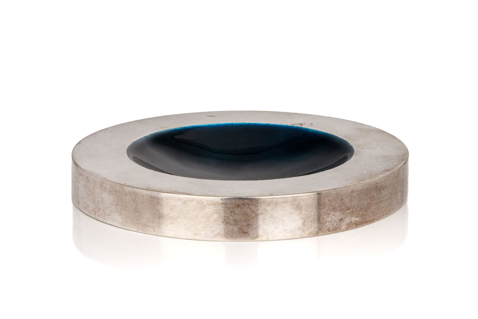 GEORGE JENSEN SILVER & ENAMEL SALT CELLAR, 97g (1 of 4)