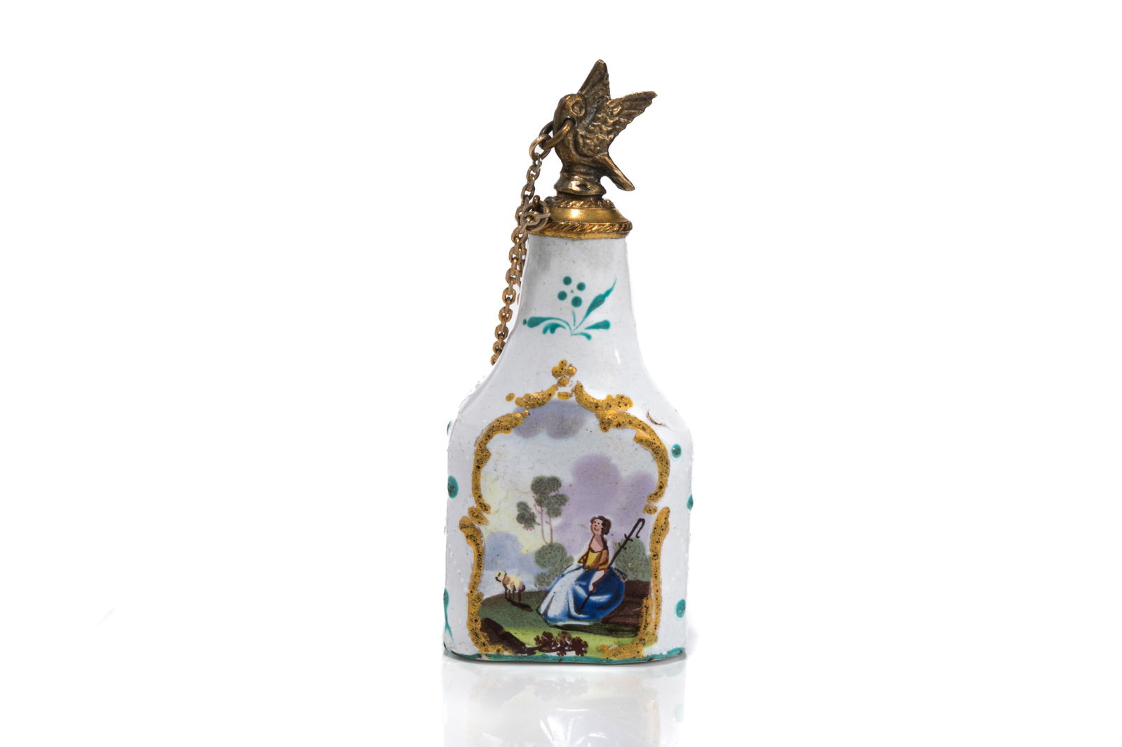 18th C ENGLISH STAFFORDSHIRE ENAMEL SCENT BOTTLE (1 of 3)