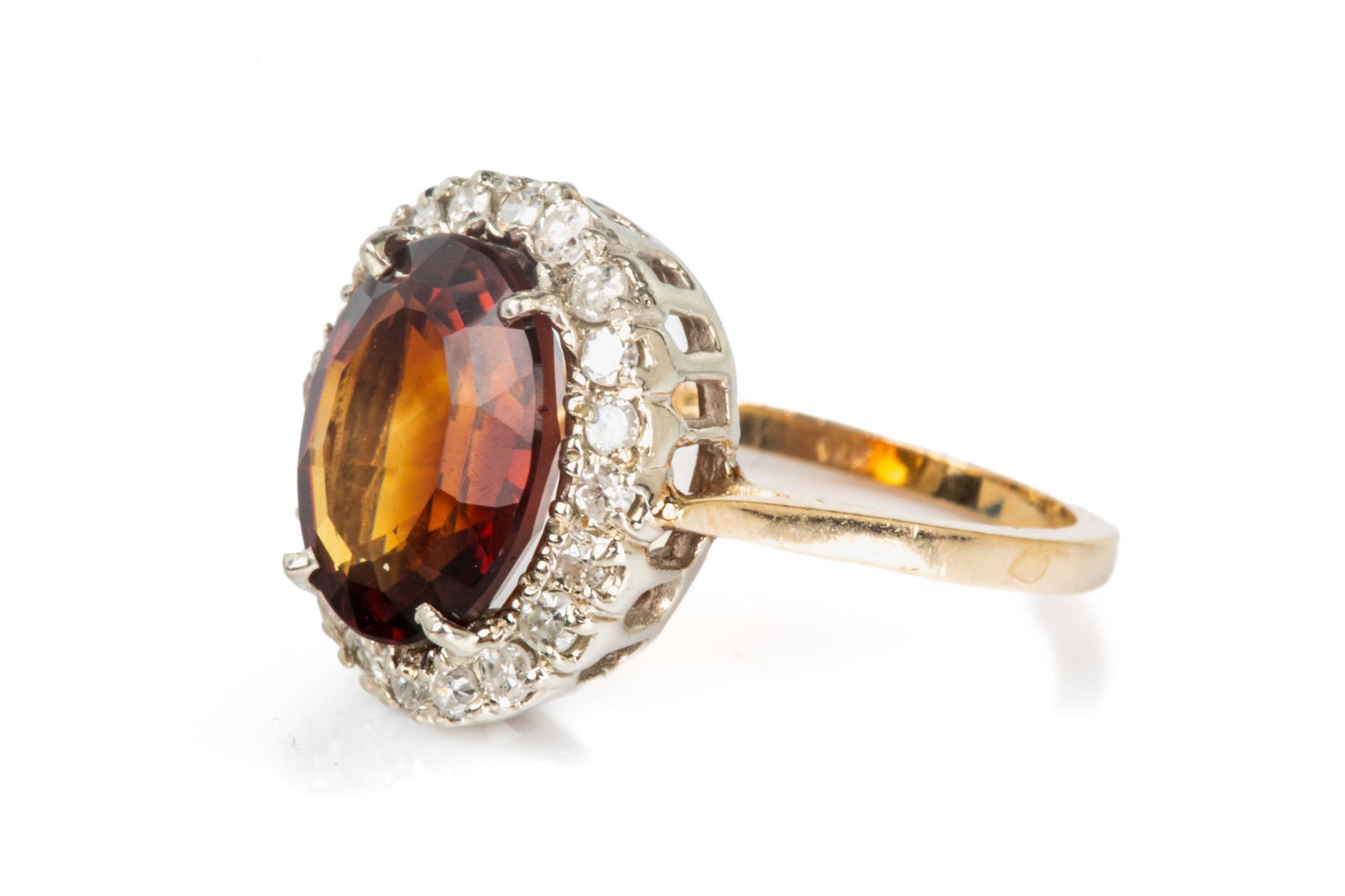 14K GOLD, DIAMOND, RED GEMSTONE DRESS RING, 3.9g (1 of 3)