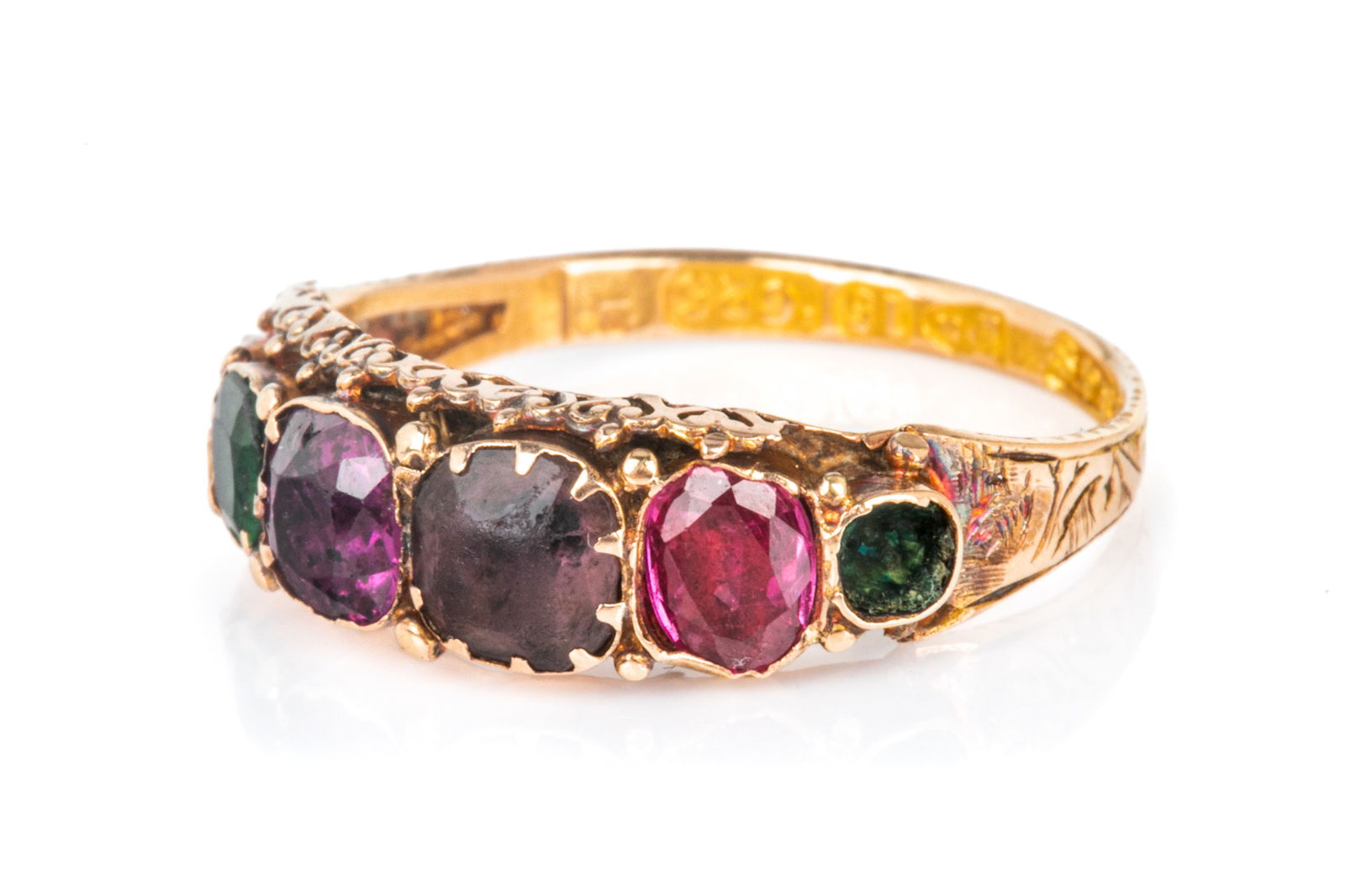 VICTORIAN 15K GOLD, GEM-SET FIVE STONE RING, 1.4g (1 of 3)