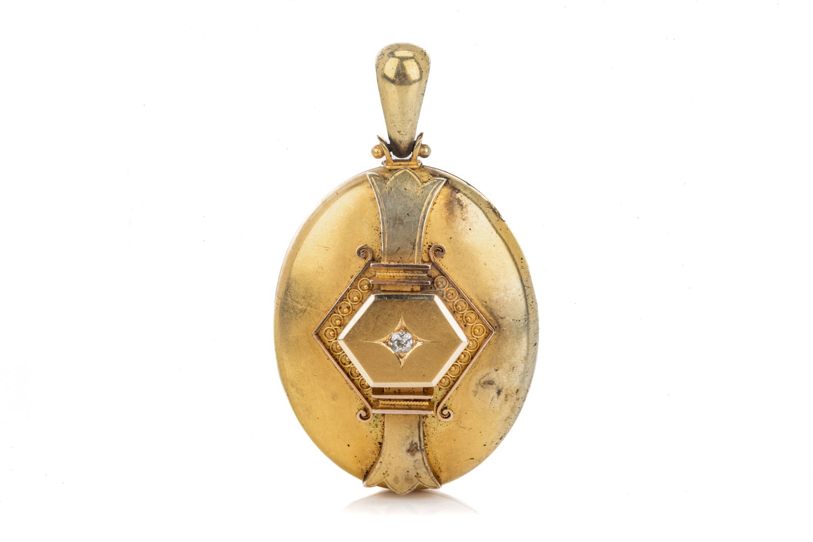 VICTORIAN MOURNING LOCKET WITH DIAMOND, 22.9g (1 of 3)