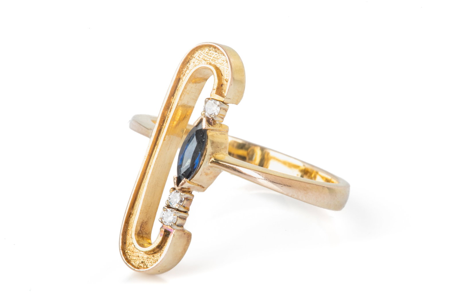 VINTAGE 14K GOLD, TOPAZ AND DIAMOND RING, 3.7g (1 of 3)