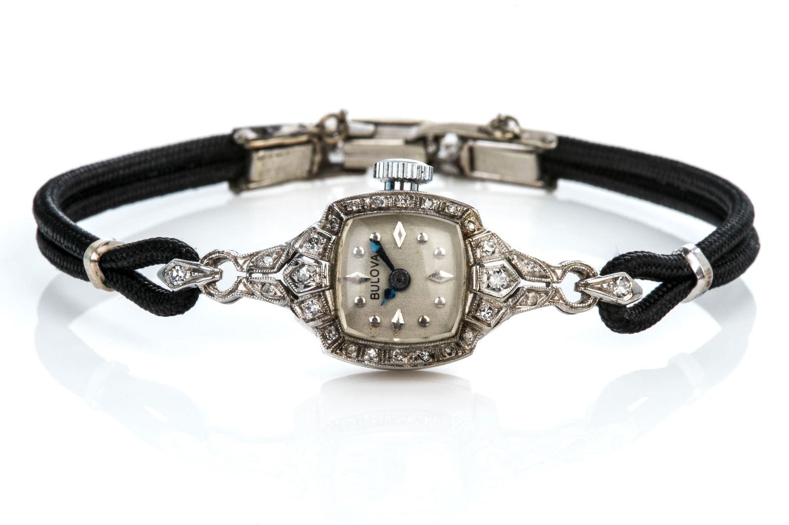 14K WHITE GOLD LADIES BULOVA WIRST WATCH, 8.1g (1 of 6)