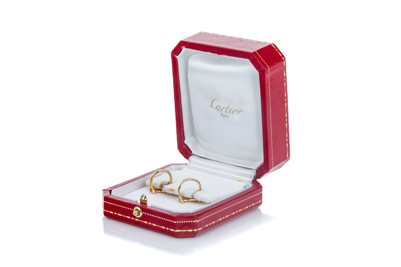 PAIR OF CARTIER TRI-COLOUR HOOP EARRINGS, 3.3g (1 of 3)