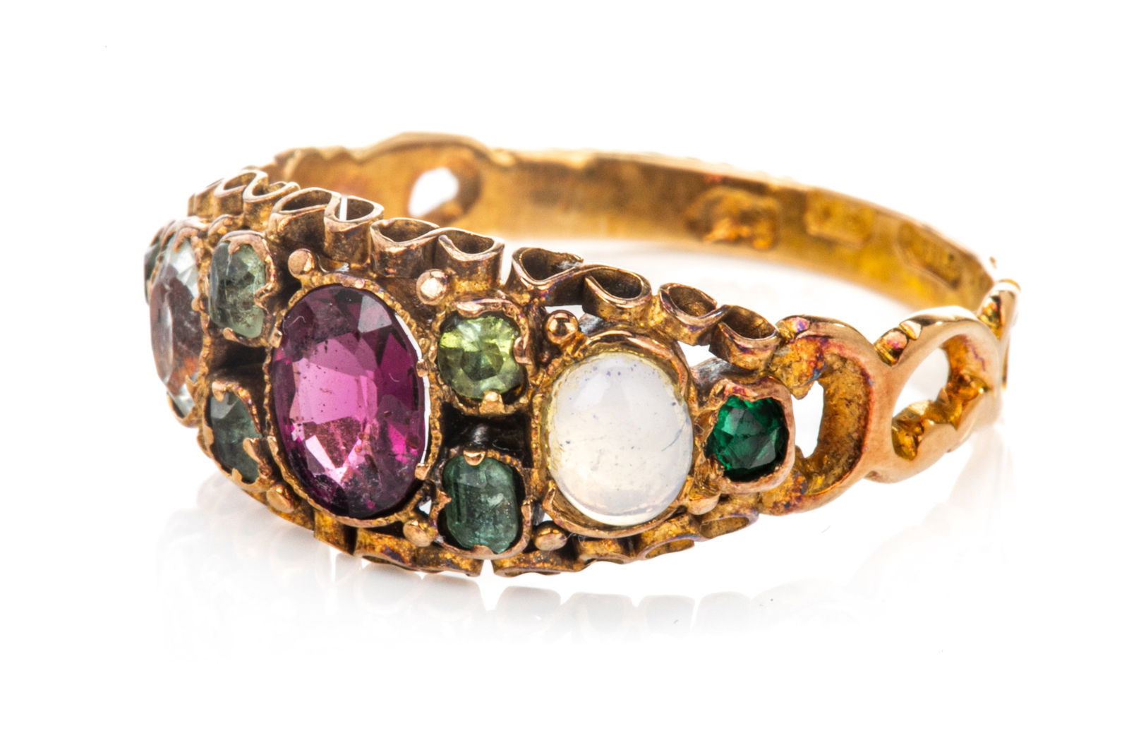ANTIQUE 15K GOLD MULTI- GEMSTONE RING, 2.1g (1 of 1)
