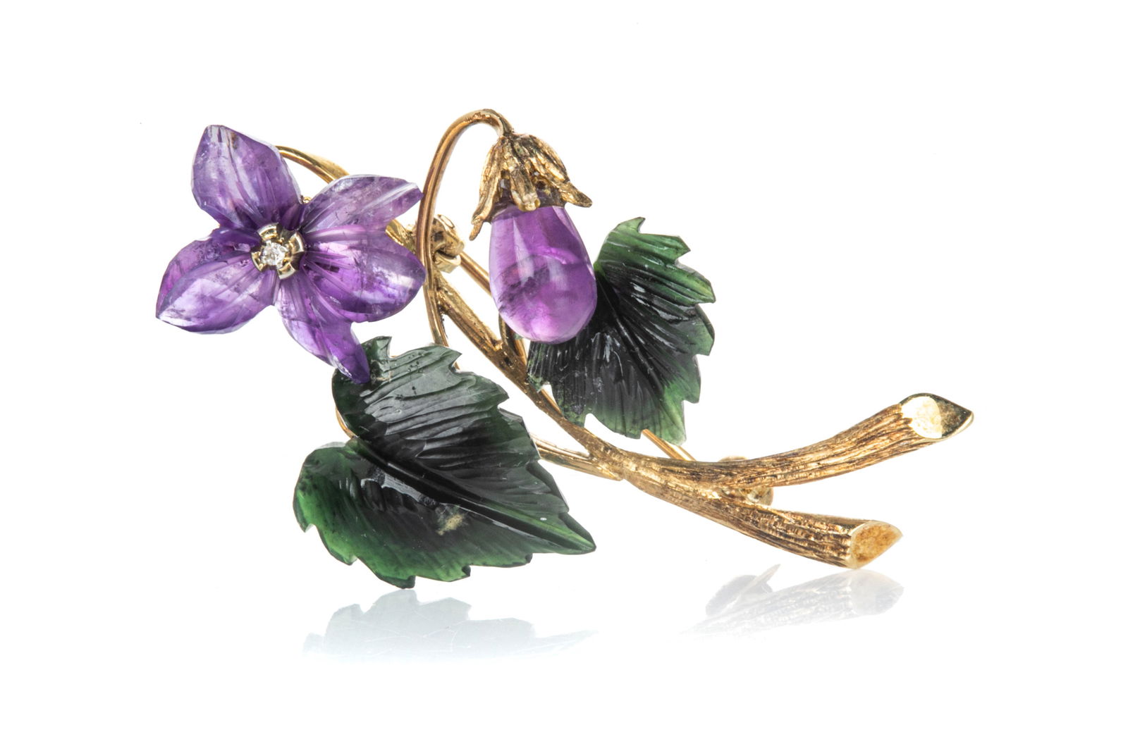 AUSTRIAN 14K GOLD FLOWER BROOCH, 6.6g (1 of 3)