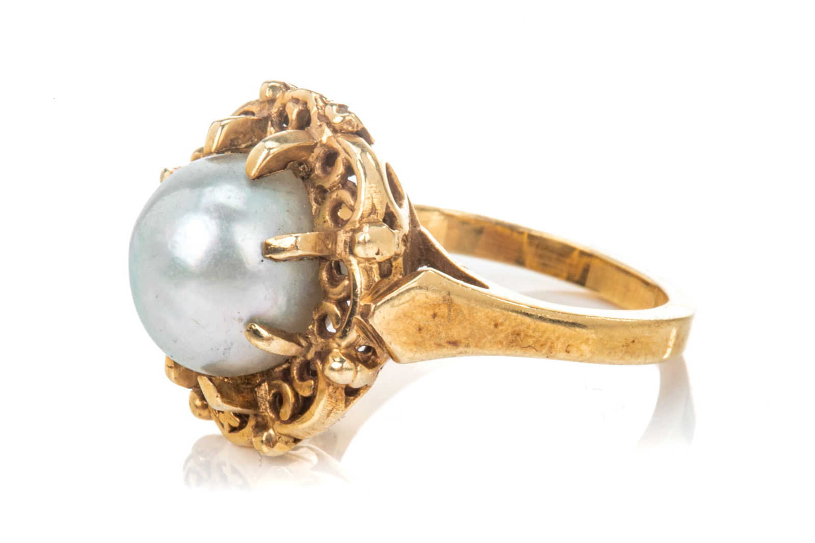 14K GOLD AND CULTURED PEARL DRESS RING, 5.5g (1 of 1)