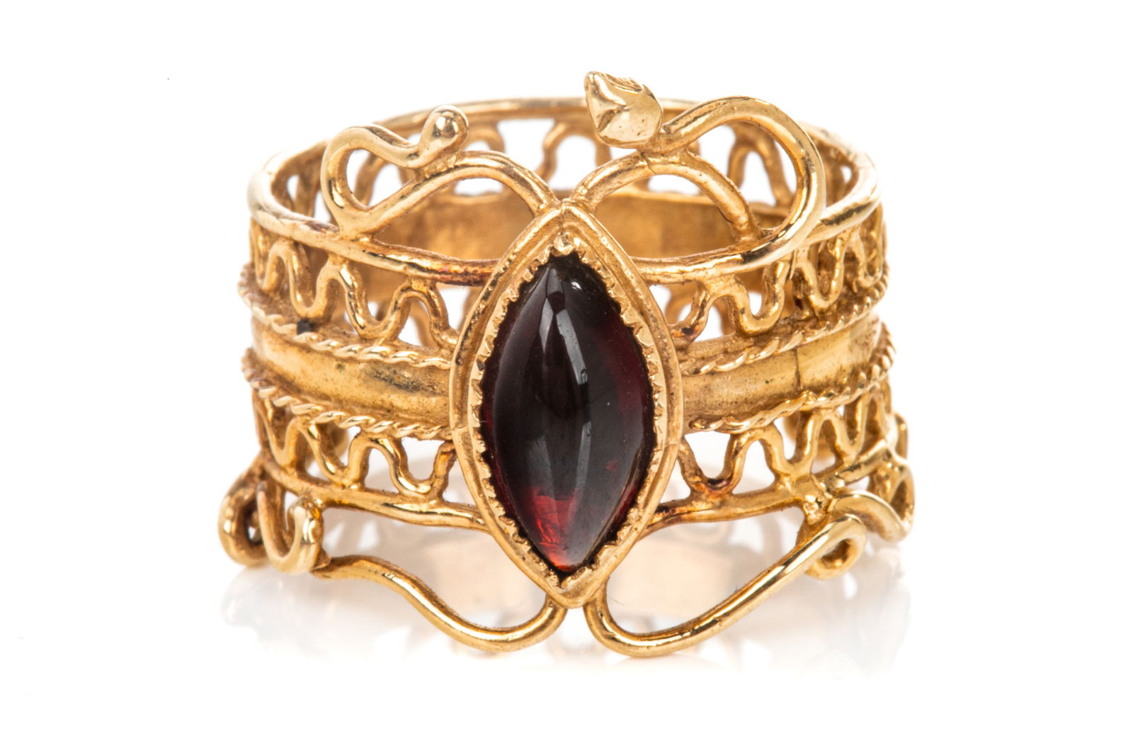VINTAGE 14K YELLOW GOLD AND GARNET RING, 5.1g (1 of 1)
