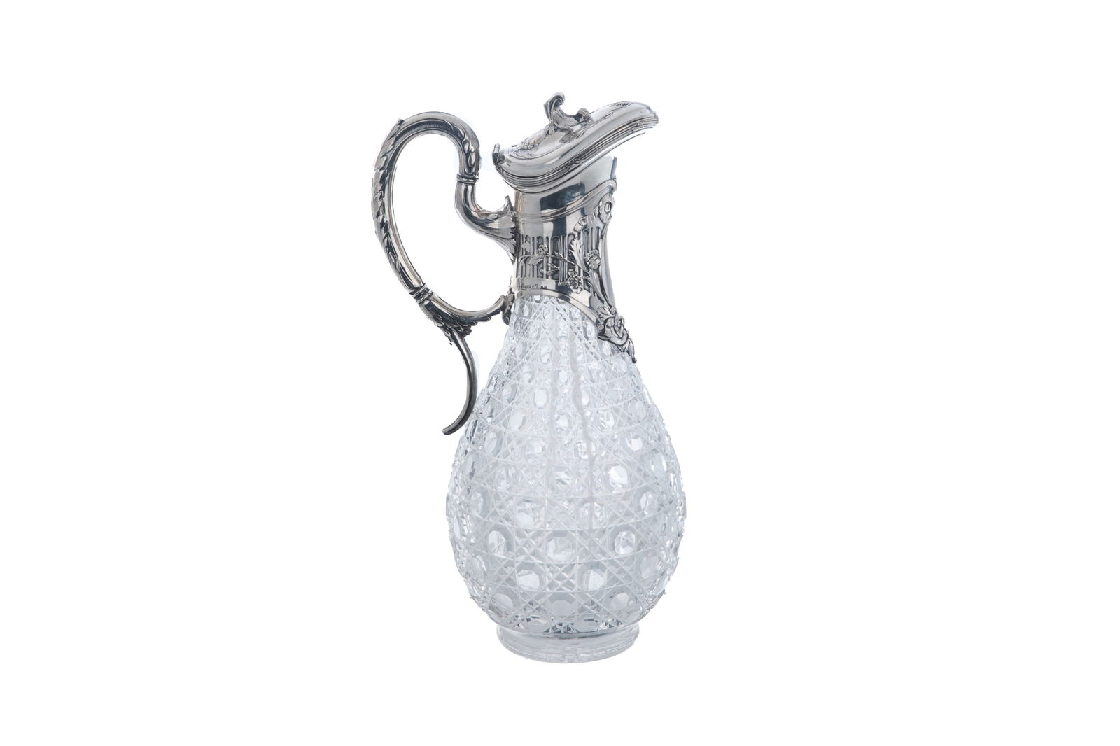 GERMAN SILVER MOUNTED CUT GLASS CLARET JUG (1 of 3)