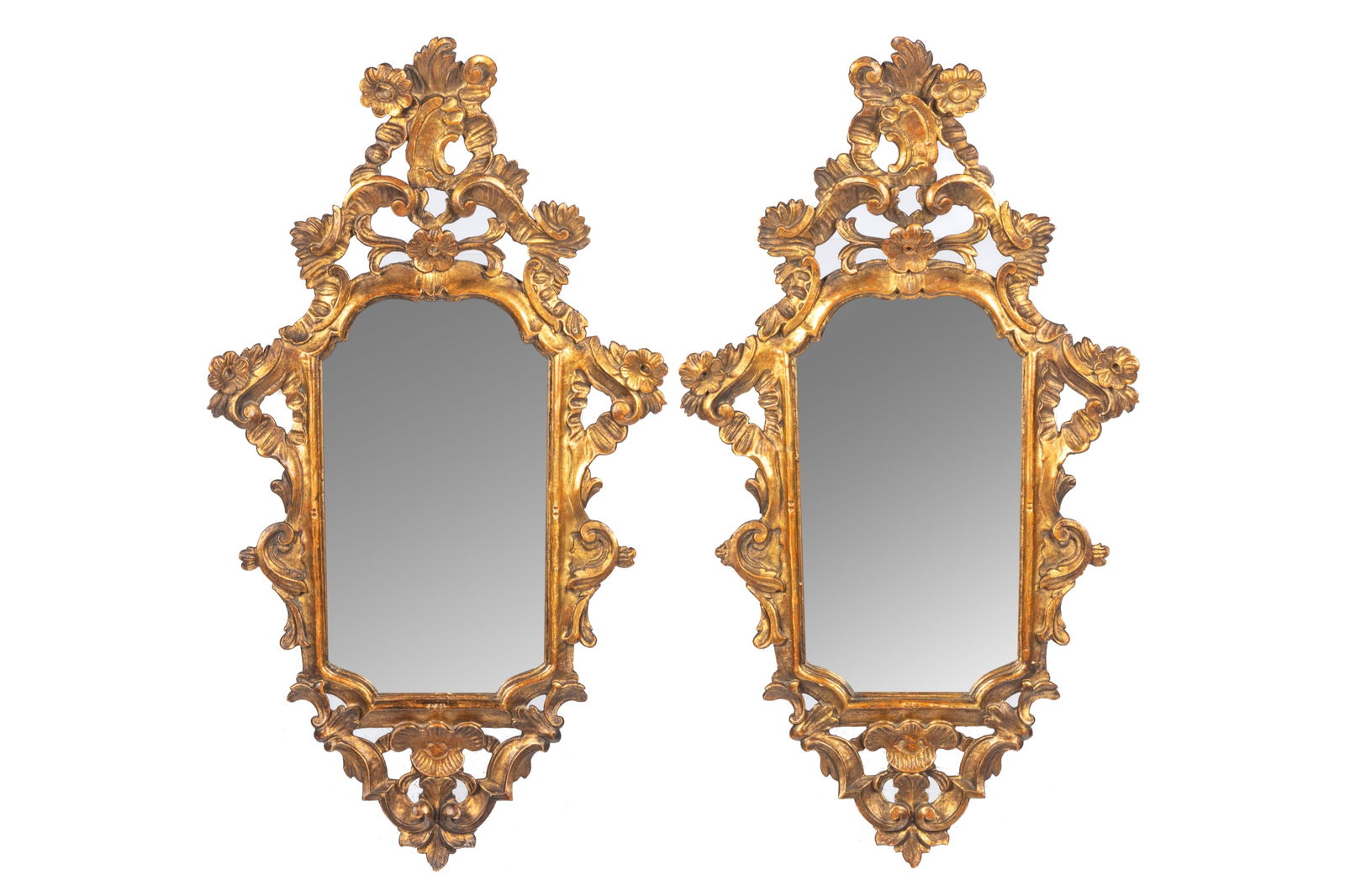 PAIR OF ANTIQUE ROCOCO GILTWOOD MIRRORS (1 of 2)