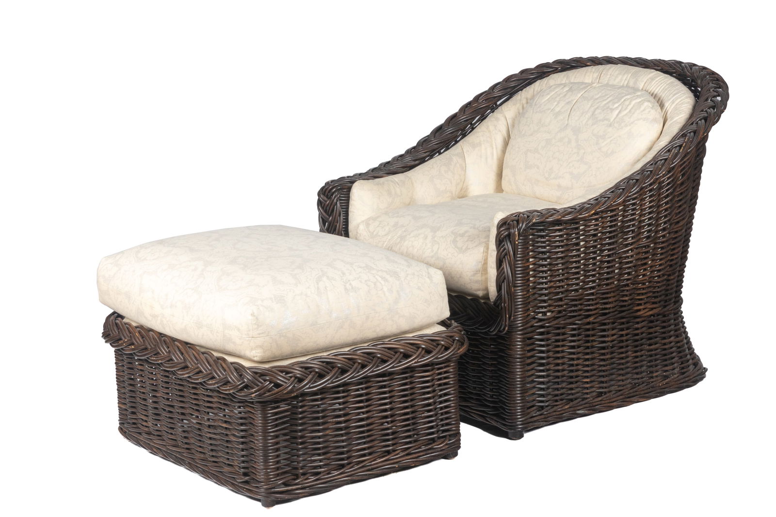 WICKER WORKS DESIGNER CHAIR & OTTOMAN (1 of 4)
