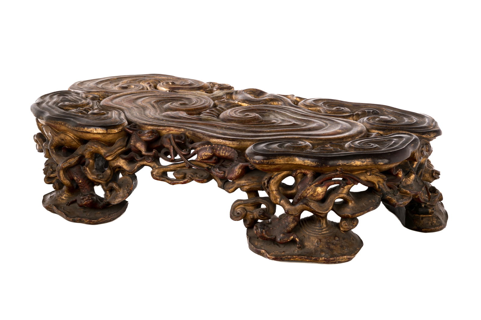 FINE CARVED & GILTWOOD THRONE FOOTSTOOL (1 of 7)