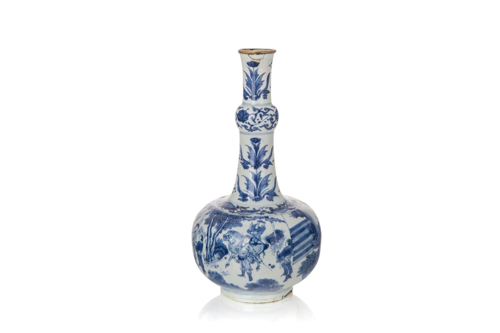 TRANSITIONAL BLUE AND WHITE PORCELAIN VASE (1 of 6)