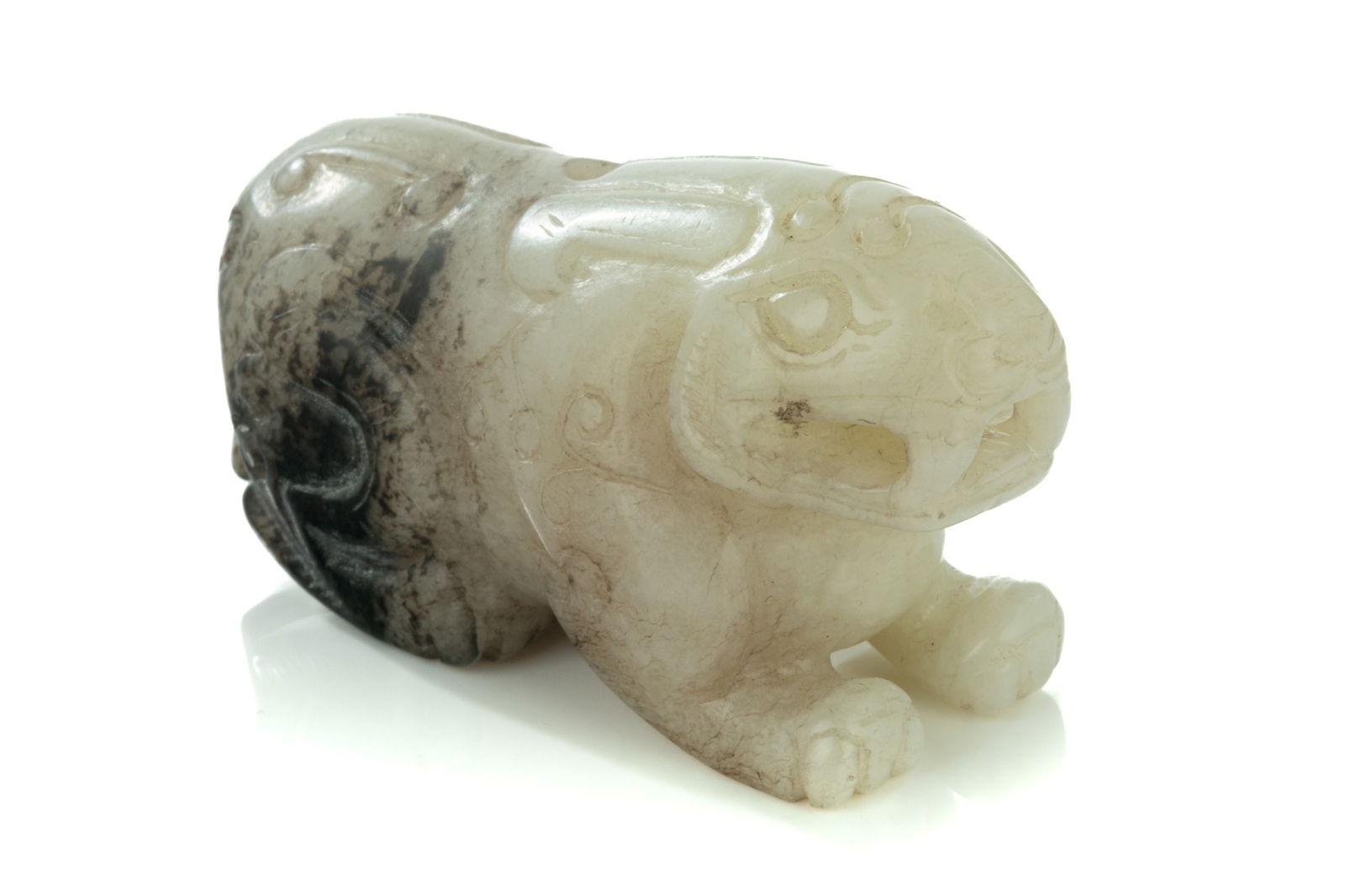 ARCHAISTIC MOTTLED MYTHICAL BEAST GREY JADE (1 of 5)