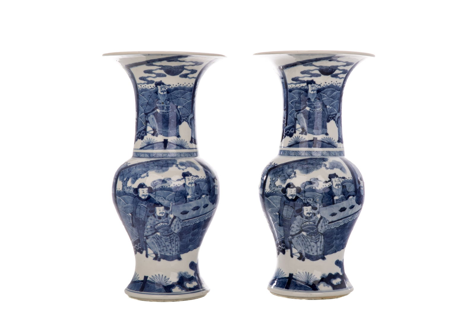 PAIR OF BLUE AND WHITE PORCELAIN VASES (1 of 6)