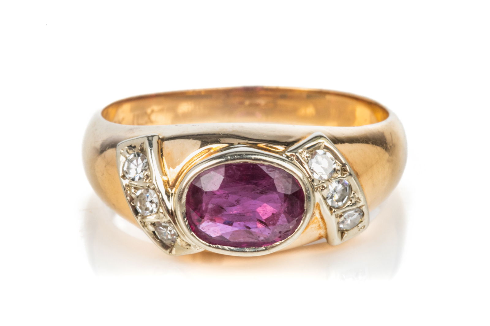 VINTAGE 14K GOLD, RUBY AND DIAMOND RING, 4.1g (1 of 3)