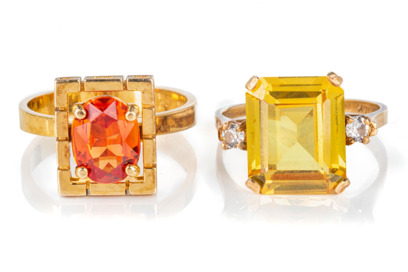TWO VINTAGE 10K GOLD GEM-SET RINGS, 7.8g (1 of 3)